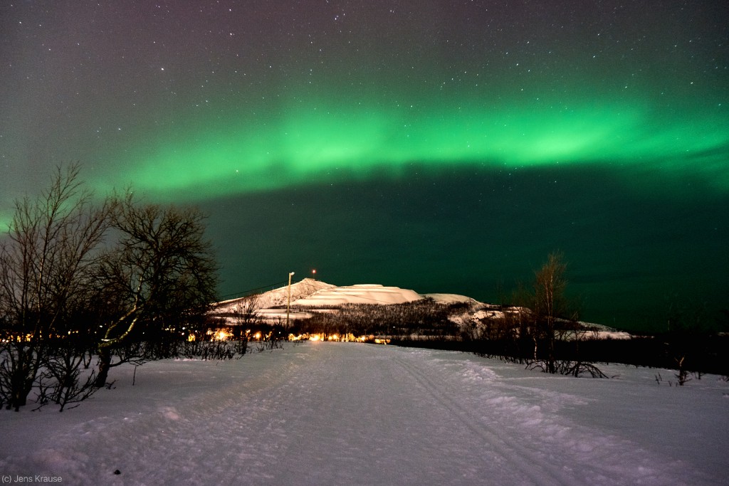 Aurora Borealis over Kiruna. Picture by Jens Krause, JGU Mainz.