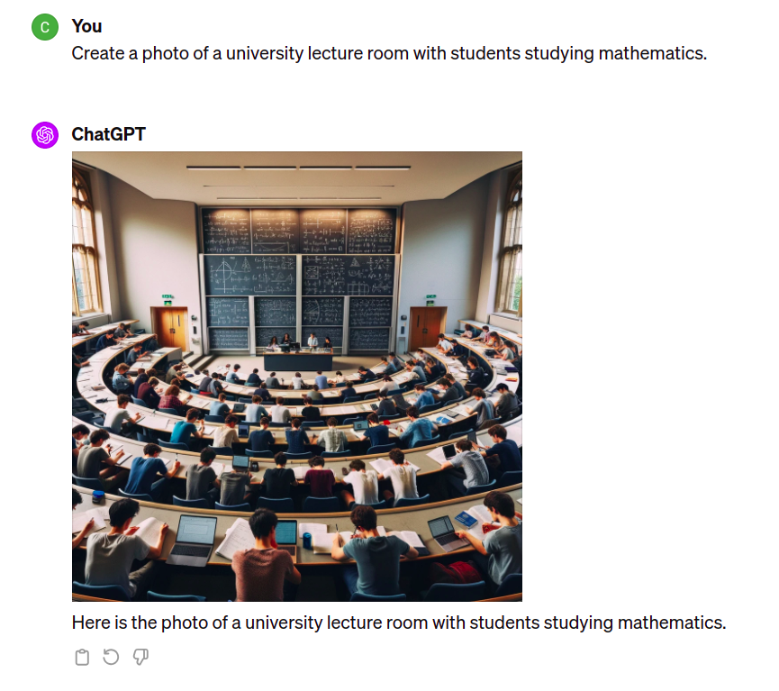 AI-generated class room with mostly white-male students